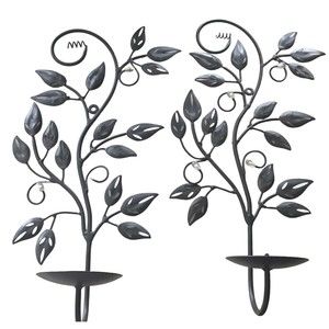 Tree of Life Metal Wall Sconces Candle Holders 17" SET OF 2